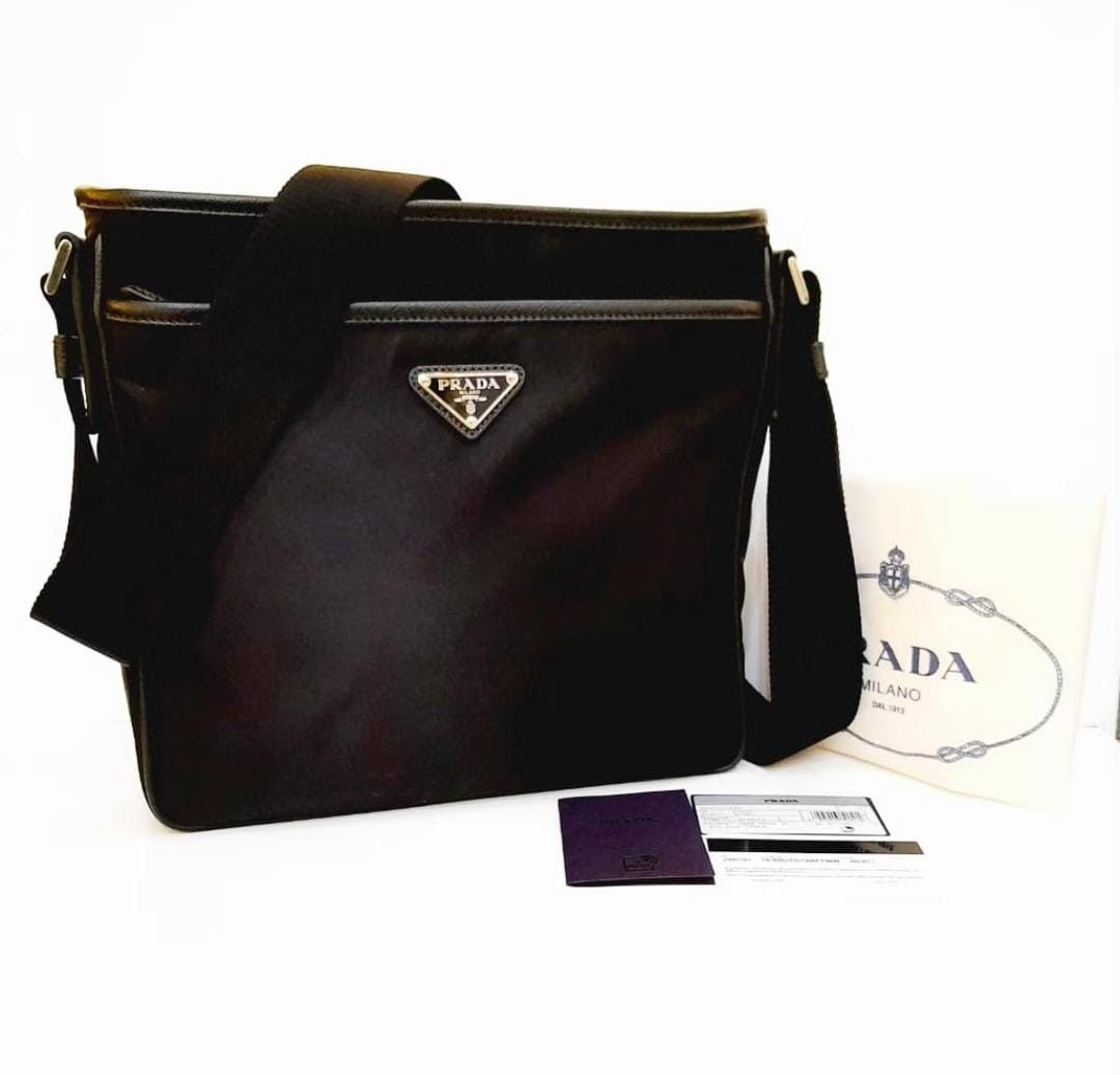 RFID搭載 ］プラダ 2VH797 サフィアーノ テスート ショルダーバッグ