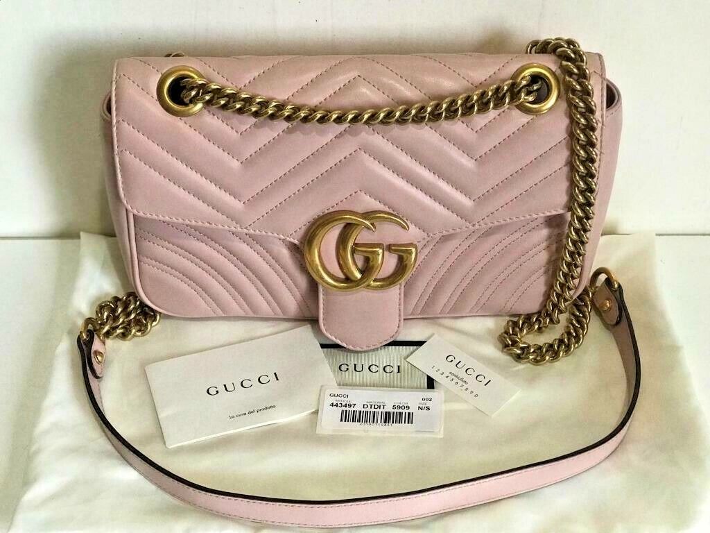 GUCCI GG Marmont Small Matelasse Shoulder Sling Crossbody Bag Pink SALE
