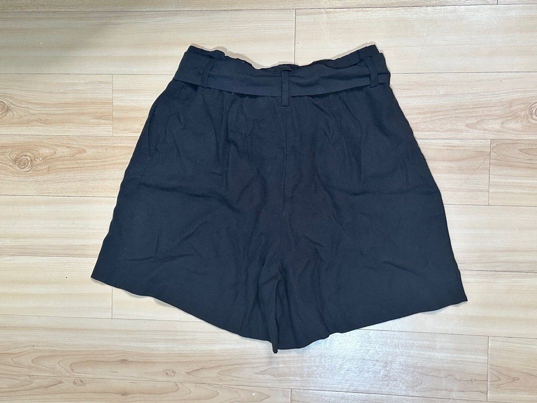 H M Bermuna Highwaisted Shorts with Ribbon Black UK 10 Women s Fashion Bottoms Shorts on Carousell