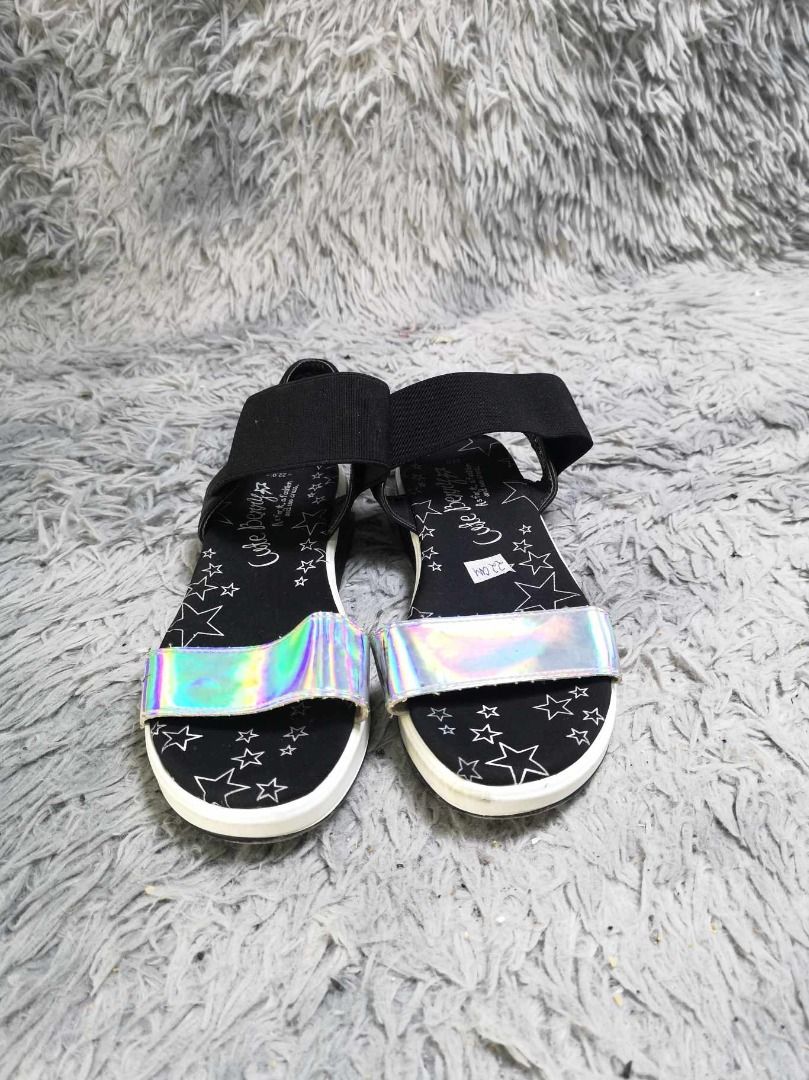 Holographic double strap sandals store
