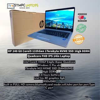 HP 240 G8 Corei5 11thGen 1Terabyte NVME SSD 16gb DDR4 Quadcore FHD IPS 14in Laptop