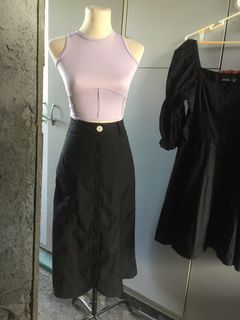 HQ Black Buttondown Maxi Skirt with Pockets | A-line Maxi Skirt