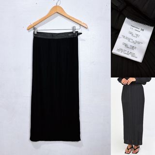 HQ pleated full length maxi skirt with leather waist