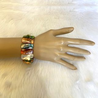 Japan Vintage Multicolor Mother of Pearl Elasticated Bracelet
