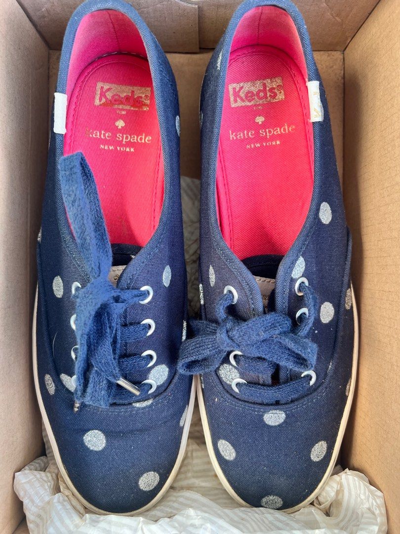 Keds Triple Kate Spade Glitter Dot Navy Blue Women s Fashion Footwear Sneakers on Carousell