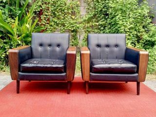 Leather armchair set
