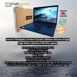 Lenovo Thinkpad L14 Gen 4 Corei5 13thGen 10Cores 512gb 16gb DDr5 14inches FHD IPS Laptop