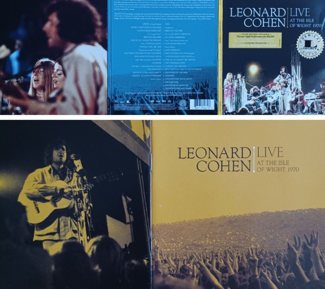 LEONARD COHEN LIVE AT THE ISLE OF WIGHT 1970🌻PREMIERE LEGACY  EDITION🌻美版🇺🇲CD無花98%新u0026 DVD🤪少淺花93%新/紙版裝/介紹貼紙2009 Sony NY🇺🇲 Judy  Collins/Bob