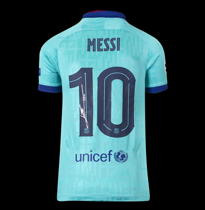 Lionel Messi Official FC Barcelona Back Signed 2019 20 Third Shirt Hobbies Toys Memorabilia Collectibles Fan Merchandise on Carousell