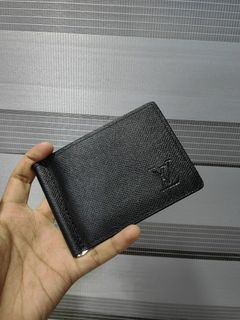 LV taiga leather clip wallet