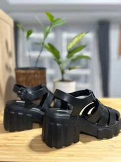 Melissa Megan Chunky Black Platform Sandals