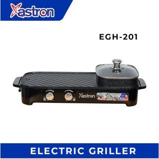 MO ASTRON EGH-201 2 in 1 Non Stick Electric Grill Griller With Hot Pot Soup Base Pan Shabu Shabu