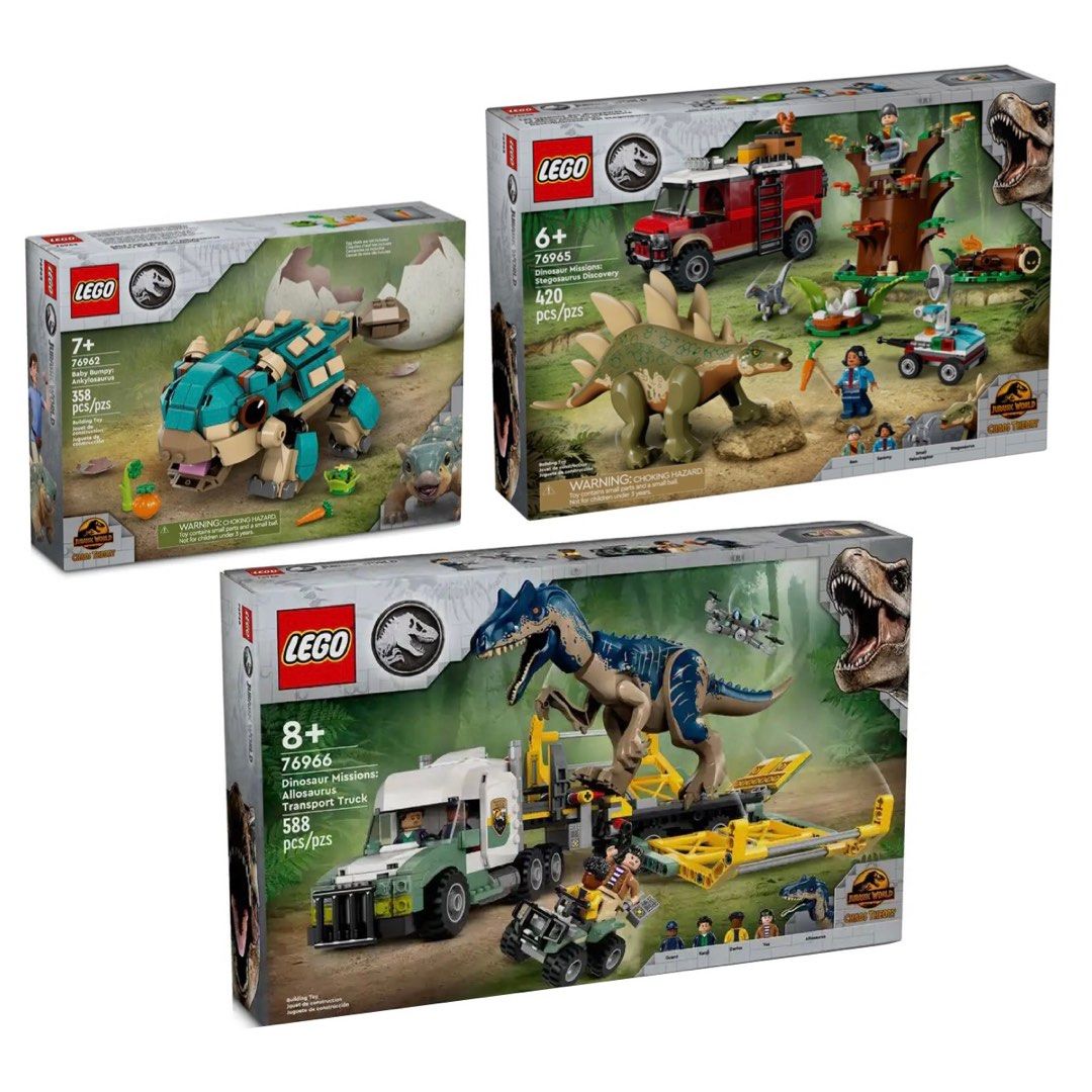 NewJune LEGO Jurassic World 76962 Baby Bumpy Ankylosaurus 76965 Dinosaur Missions Stegosaurus 76966 Dinosaur Missions Allosaurus Transport Truck Hobbies Toys Toys Games on Carousell