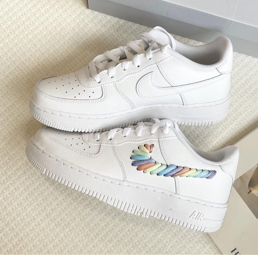 Nike Air Force 1 Rainbow Lace Swoosh Women s Fashion Footwear Sneakers on Carousell