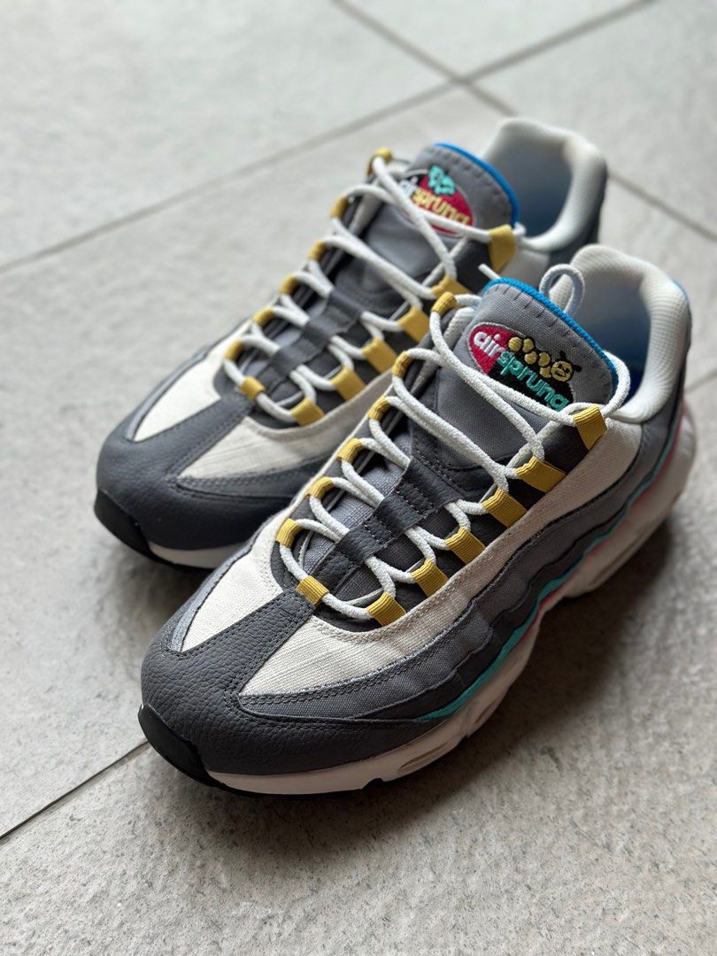 Nike Air Max 95 Air Sprung Grey Aqua Pink Men s Fashion Footwear Sneakers on Carousell