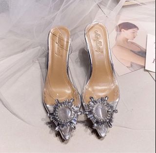 ONLINE Crystal embellished transparent jelly clear pointed heels (from Php2k+)