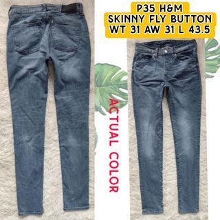 P35 H&M SKINNY FLY BUTTON USED WAIST TAG 31 ACTUAL 31 LENGTH 43.5 MORE THN 2 ITEMS W LESS DENIM JEANS PANTS