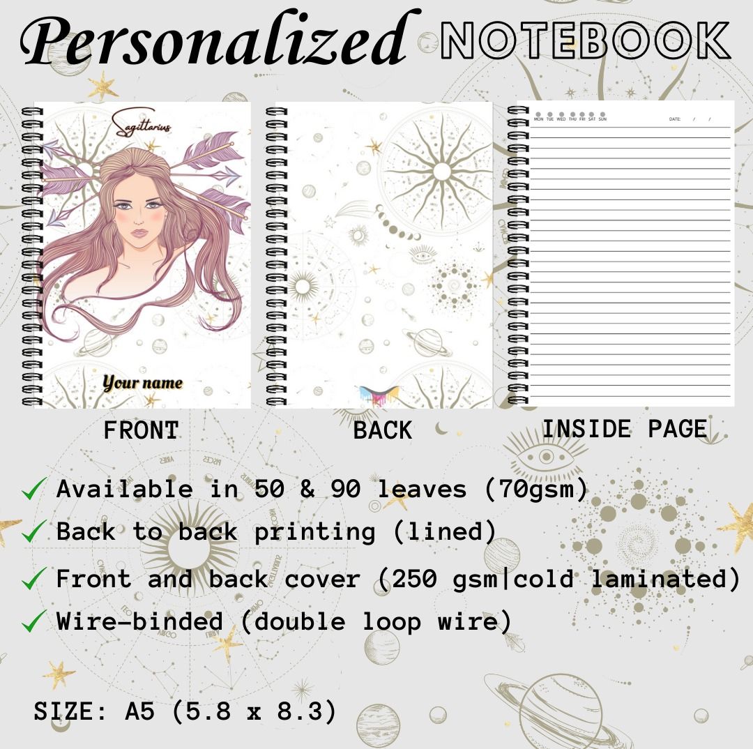 Personalized Notebook (Zodiac Sign Female), Hobbies & Toys, Stationary ...