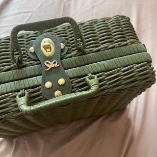 Plains and Prints Green Woven Beach Bag Box Bag