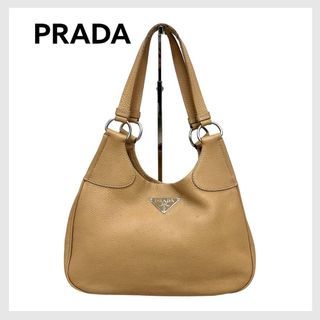 PRADA triangular logo plate leather tote bag