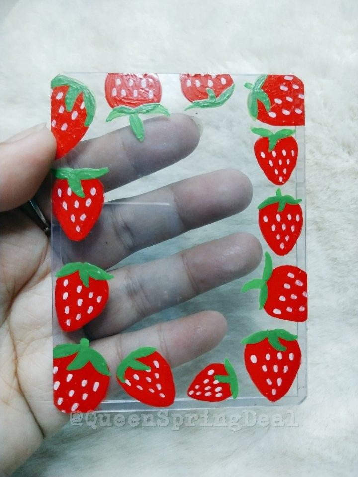 pre-loved strawberries hand painted pc toploader (Category: Art & Prints) located in Pasig City. Submitted by QueenSpringDeal (Listing ID 1303358298, Image 1). Description: title: pre-loved strawberries hand painted pc toploader description: hand painted customized, pre-loved, onhand and ready to ship price: P55 each flaws: pre-loved payment methods: Gcash, Maya, BDO, eCebuana, Paypal delivery options: (shouldered by buyer), SDD within MM, or GGX