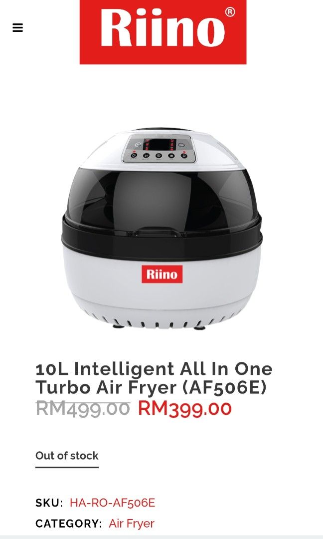 Riino turbo air fryer on sale