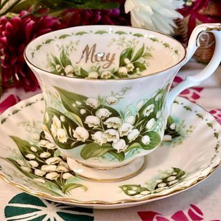 ROYAL ALBERT Flower of the Month May Lily of the Valley Cup and Saucer Set 100% Good As New