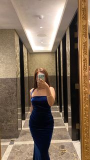 Royal Blue Satin Maxi Dress