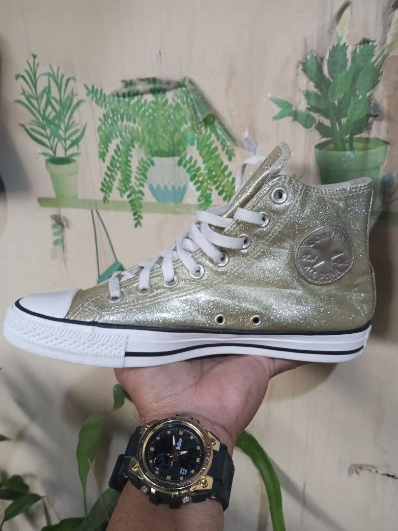 Sepatu Silver glitter converse All Star size 41,5 insol 26,5 cm