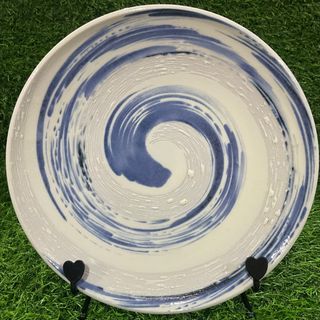 Stoneware Blue Zen Brushstroke Collection Speckled White Dinner Plate with Signature Markings 9” x 1” inches, 2pcs available - P199.00 each