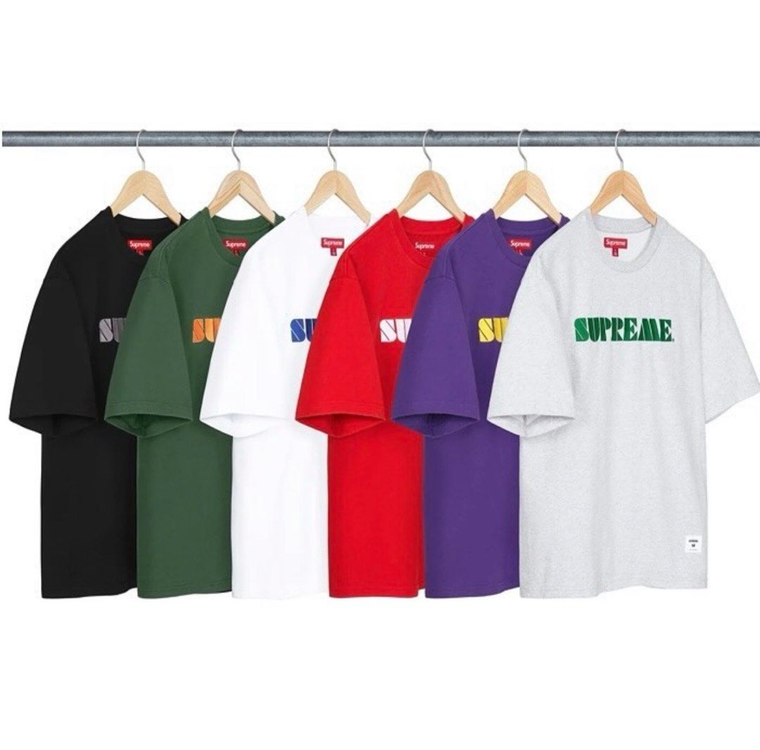SUPREME STENCIL EMBROIDERED TEE Men s Fashion Tops Sets Tshirts Polo Shirts on Carousell