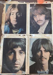 The Beatles Original Poster Paul McCartney John Lennon Ringo Starr George Harrison - Vintage Apple Records - Used