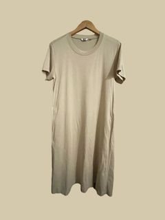Uniqlo Mercerized A line maxi dress L (beige) - SO COMFY