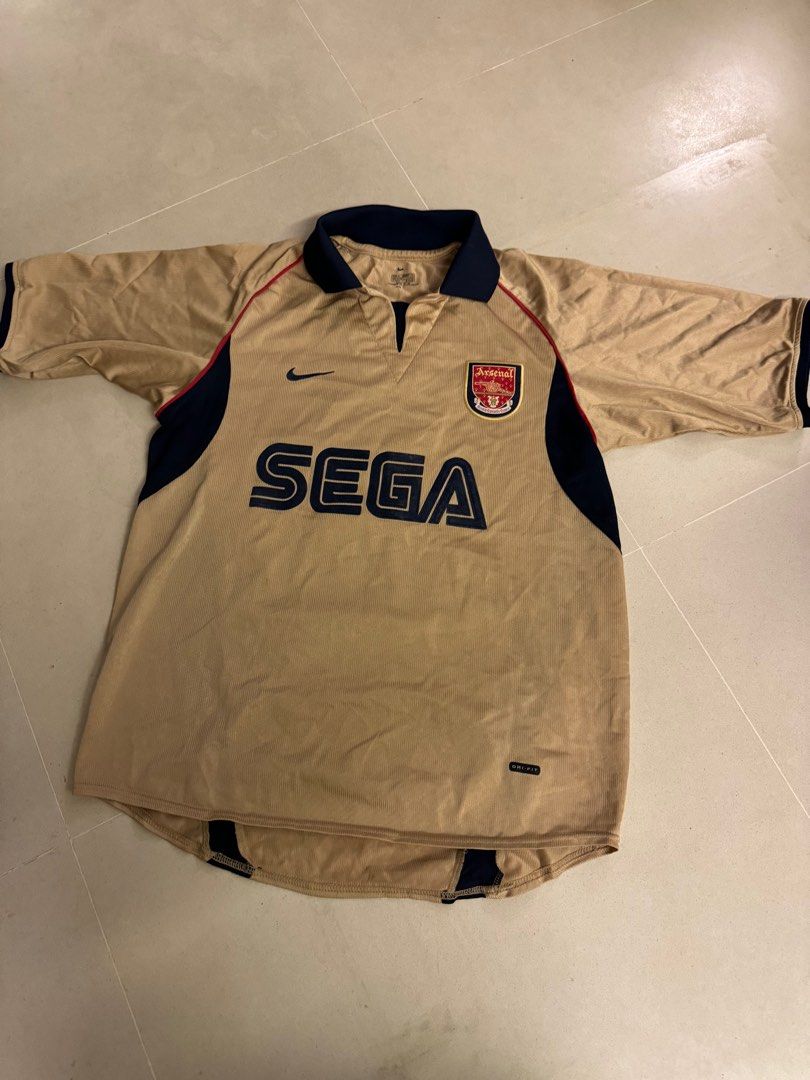 Vintage Arsenal 2001/02 Nike Away Gold SEGA Jersey COLE 3 Vintage Arsenal 2001/02 Nike Away Gold SEGA Jersey COLE 3