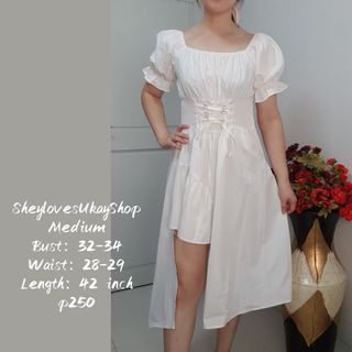 White Puff sleeve corset Dress(Ukay/Preloved)