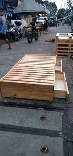 Wooden Single Bed Frame with Two Drawers