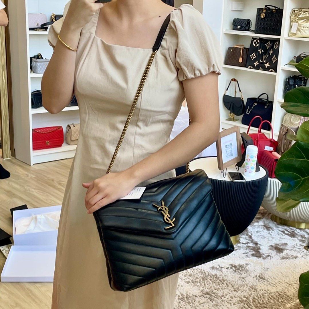 YSL Loulou Medium Black Calfskin GHW Luxury Bags Wallets on Carousell