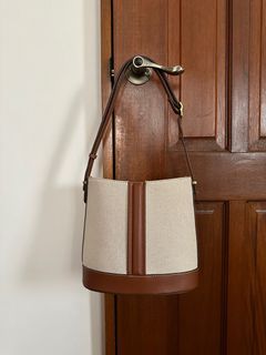Zara Canvas Leather Contrast Bucket Bag
