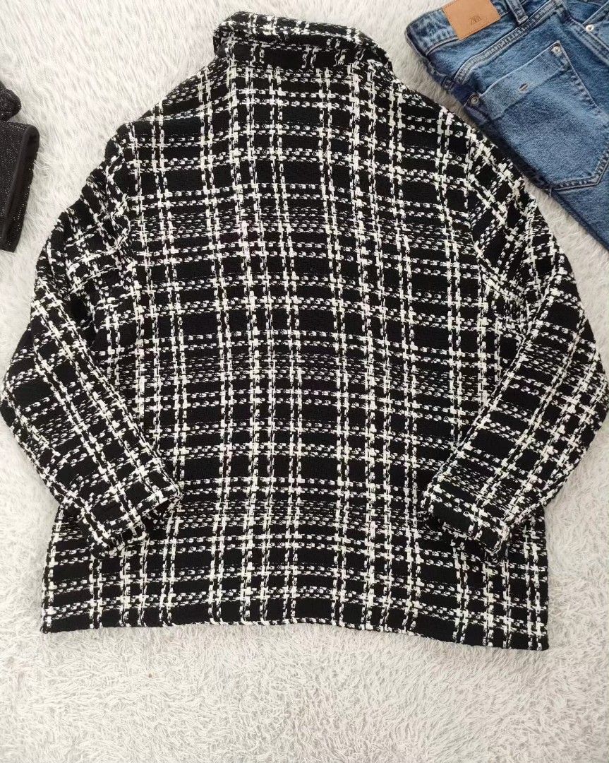 ZARA TEXTURED PLAID OVERSHIRT