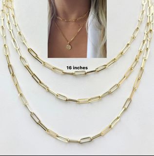 18k Paperclip Necklace (16 inches adjustable)