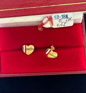 18K Saudi Gold heart earrings