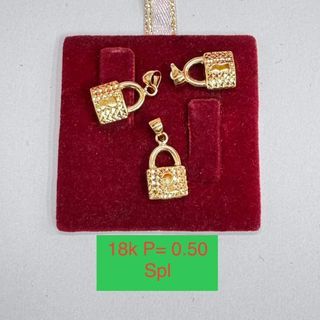 18K Saudi Gold Lock Pendant, Key Pendant etc.