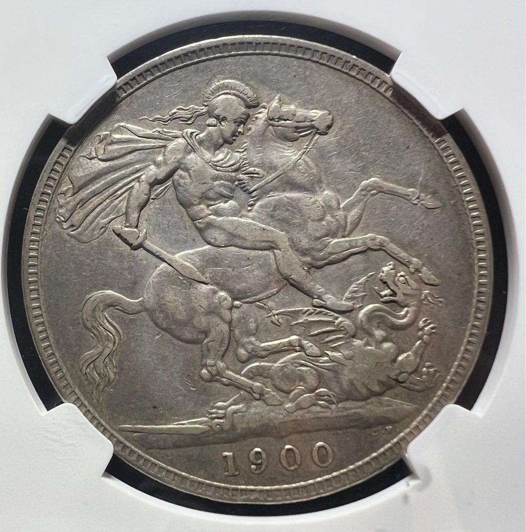 窖藏包漿1900 LXIV 英國維多利亞女皇披紗馬劍銀幣- NGC XF 40, 興趣及遊戲, 收藏品及紀念品, 錢幣- Carousell