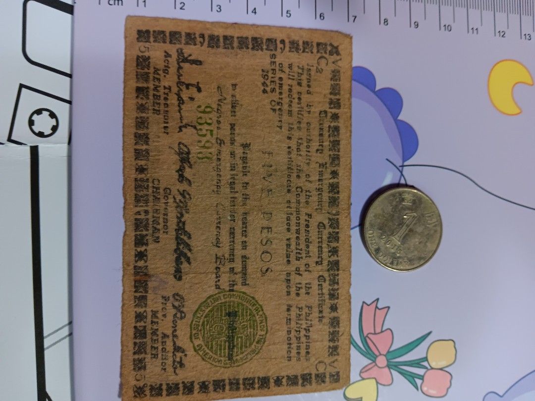 1944年。菲律賓。地方鈔票。5PESOS。93593。F, 興趣及遊戲, 收藏品及紀念品, 錢幣- Carousell