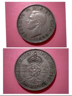 (1947) Two Shillings Great Britain UK Old Coin Collectible Vintage Old Money Currency Retro Classic Collector Coins Currencies European Collection Token BR