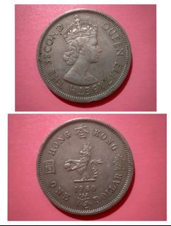 (1960) One Dollar Queen Elizabeth the Second Old Coin Collectible Vintage Old Money Currency Retro Classic Collector Coins Currencies Asian Asia Collection HK