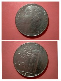 (1978) Republica Italiana L.100 Old Coin Vintage Collectible Retro Classic Coins Currencies European Italy Europe Collection EU Collector Token