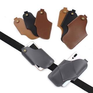 1PC Men Cellphone Loop Holster Case Belt Waist Bag Props PU Leather Purse Phone Wallet For Men brown