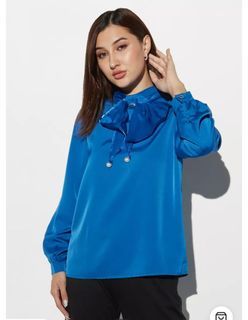 2xtremz blue neck tie long sleeves top