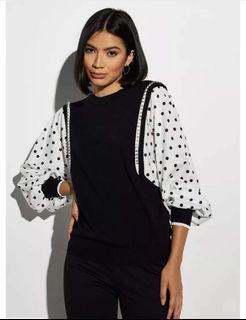 2xtremz polka dot long sleeves knitted top